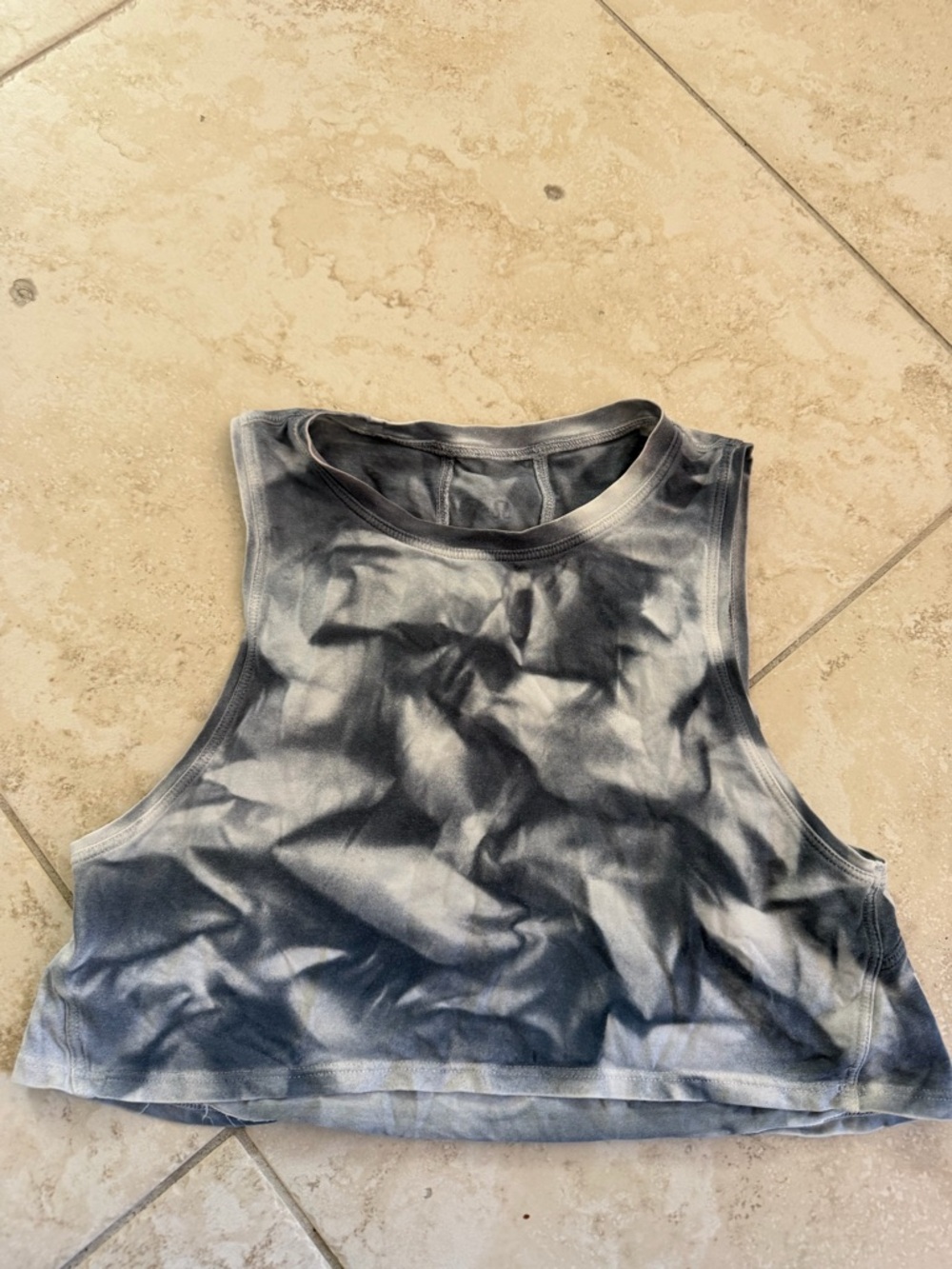 lululemon athletica Black & White Tie-Dye Crop Tank